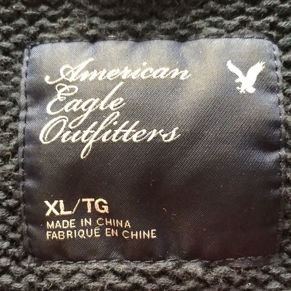 American Eagle navy and white/ red 100% cotton sweater sz XLarge/wide scoop neck - Picture 8 of 16